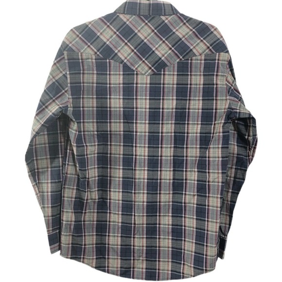Coevals Club Pearl Snap Western Shirt Mens Medium Roll Tab L/S Gray Plaid - Picture 9 of 11